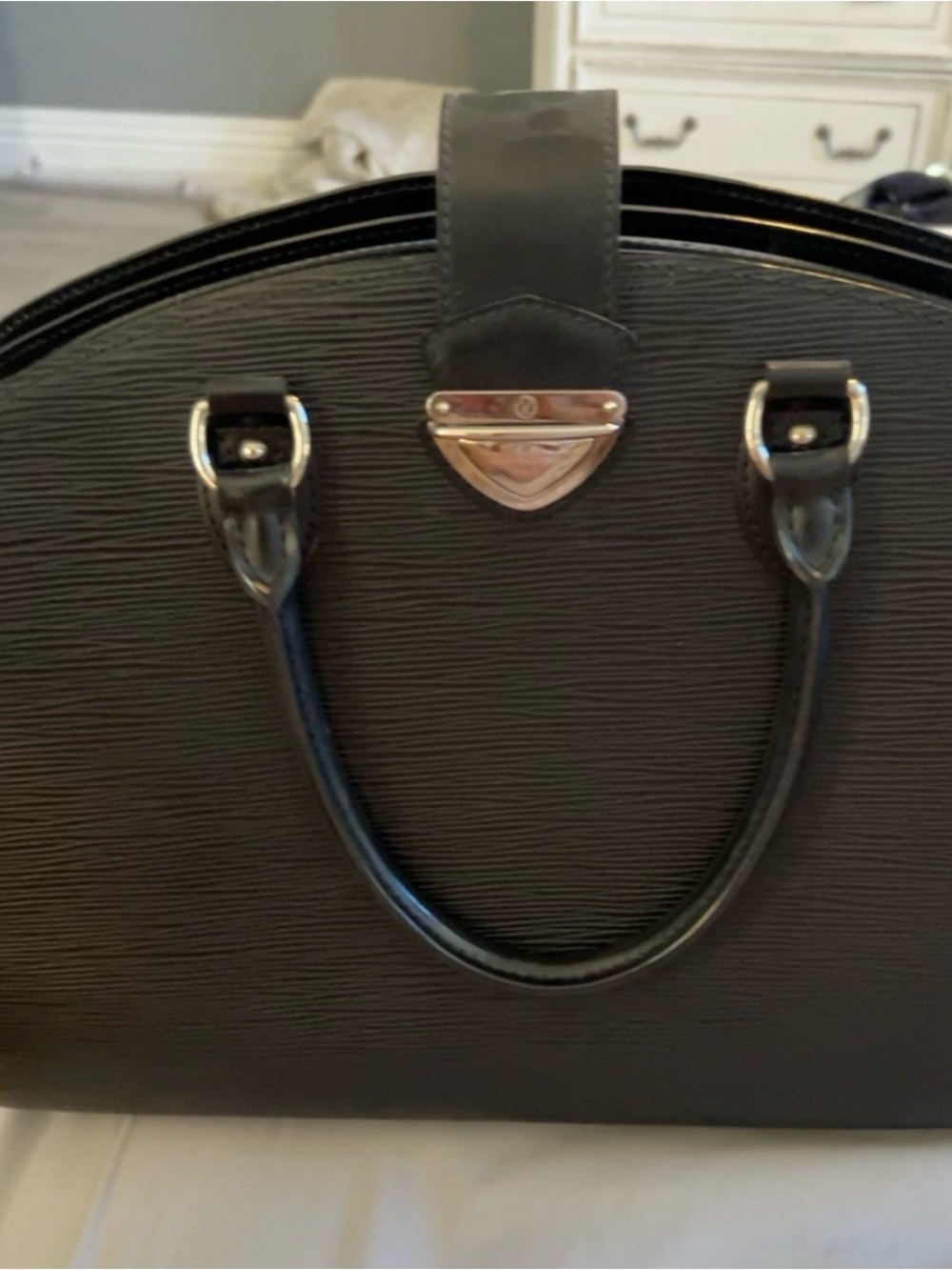 Louis Vuitton Black Epi Leather Dome Briefcase with Silver Hardware